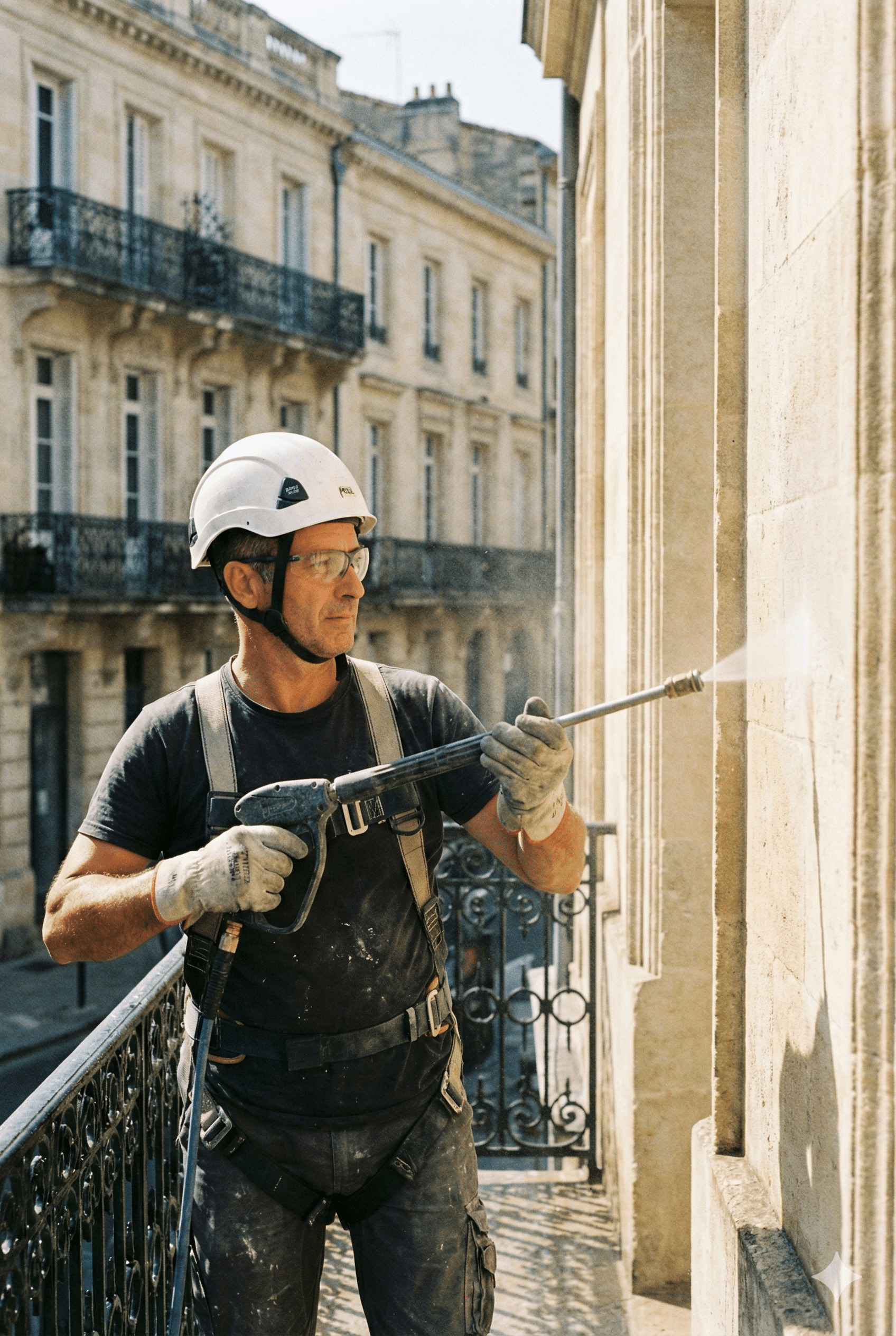 Artisan façadier au travail à Gironde